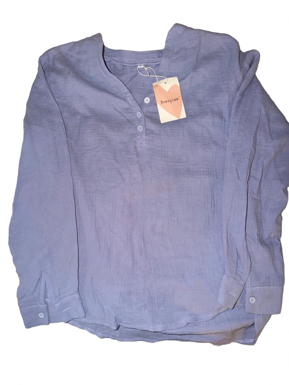 Periwinkle Blue Button-Down Linen Blend Top